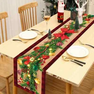 Table Runner Merry Christmas Decoration for Home Xmas Party Decor 2023 - Picture 1 of 20