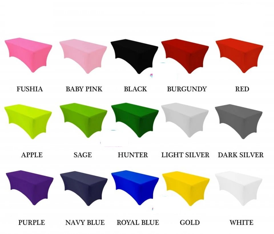 6FT Rectangular Tight Fit Table Cover Spandex Stretch Trestle Tablecloth Wedding - Image 1 of 1