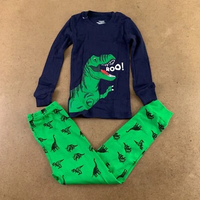Nuevo conjunto de pijama de algodón con estampado de dinosaurios verde marino talla 5 Dolphin & Fish para niños Foto 1 de 4