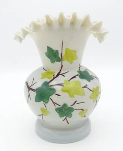 Antique Victorian Opaline Glass Handpainted Vase - Picture 1 of 7