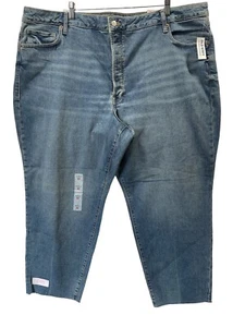 Old Navy Jeans OG Straight Damen 26 Medium Wash High Rise Raw Hem Button Fly Neu mit Etikett - Bild 1 von 11