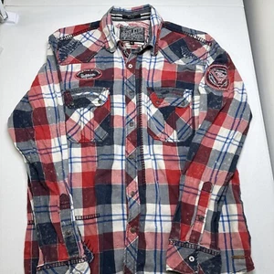 Men’s Affliction Black Premium Shirt, Distressed, Plaid , Limited Edition, Biker - Picture 1 of 14