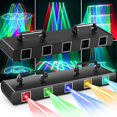 5 Lens 5 Beam Laser Stage Light RGBYC Party DJ Projector DMX Disco Show Effect - Image 1 of 4