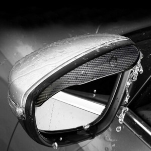 2 Piece Carbon Fiber Black Mirror Rain Visor Guard For Car Auto Accessories
