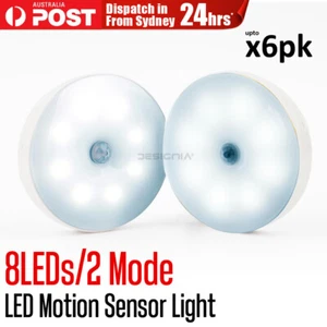 8 LED Cordless Motion Sensor Lights PIR 2 Mode USB Rechargeable Battery Lamp AU - Picture 1 of 11