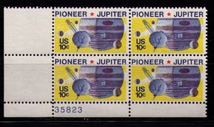 US USA Sc# 1556 MNH FVF PL# BLOCK Space Jupiter Pioneer 10 Spacecraft Moons - Picture 1 of 1