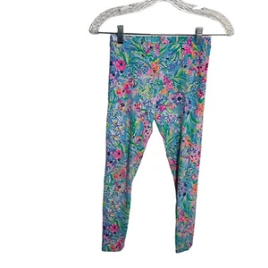 Lilly Pulitzer Leggings Girl's Large Floral Pull On Graphic Print Preppy - Picture 1 of 10