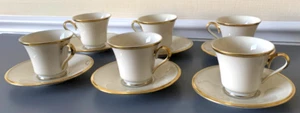 Collezione Lenox Eternal Dimension, 6 tazze e 6 piattini, avorio e oro - Foto 1 di 14