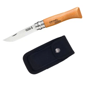 Opinel Taschenmesser Buche-Heft Gr. 8 Kohlenstoffstahl und Etui aus Nylon - Bild 1 von 4