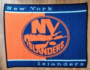 Vintage Made in USA New York Islanders 48"x58" Throw Blanket NHL Fleece Plush - Picture 1 of 4
