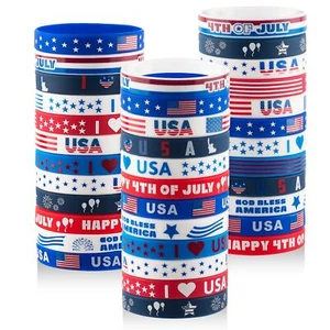 36 Pcs 4TH of July Silicone Bracelets American Flag Independence Day Wristbands - Picture 1 of 6