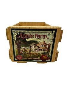 Vtg Apple Farm CD Storage Crate Box Slatted Pine ~6"X4.5"X8" - Picture 1 of 7