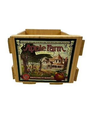 Caja de almacenamiento de CD Apple Farm de colección pino listonado ~6"X4.5"X8" Foto 1 de 4