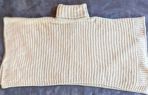 Steve Madden Women's OSFM Cream Sweater Turtleneck Loose Knit Poncho - Picture 1 of 6
