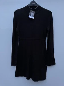 Topshop Mock Neck Jumper Dress Black With Grey Edging Size UK 8 Bnwt - Picture 1 of 4