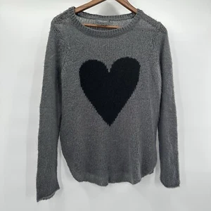 Wooden Ships Paola Sweater Womens XS Gray Mohair Wool Blend Boxy Soft Heart - Picture 1 of 9