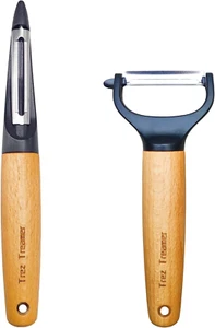 2 Pack Vegetable Peelers for Kitchen, Super Sharp Wooden Potato Peeler Set Apple - Picture 1 of 6