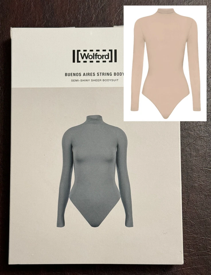 Wolford Women's US M Buenos Aires String Semi-Shiny Sheer Body Cafe Au Lait