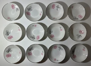 China, Rosenthal-Continental 3369 Bettina Pink Flowers, Set of 12 Bowls - Picture 1 of 7