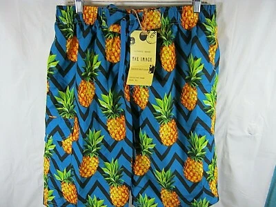 The Image Lined Pineapple Swim Beach Casual Trunks Board Shorts Mens Sz XL NEW - Image 1 of 4