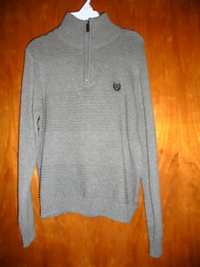 New CHAPS Pullover Sweater Boys Size 10/12 Gray Mock Neck 1/4 Zip with Logo - Picture 1 of 7