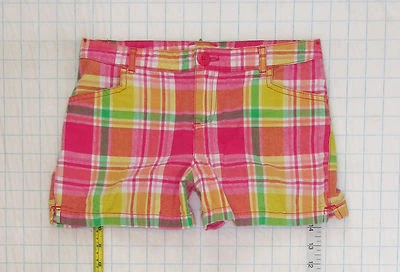 Pantalones Cortos Informales Arizona Talla 12 Niñas Rosa Amarillo Algodón a Cuadros C0890 Foto 1 de 4