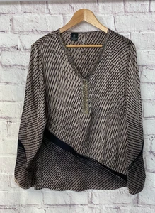Madeleine Silk Grey Black Blouse with Beading UK size 20 (PG146F16) - Picture 1 of 16