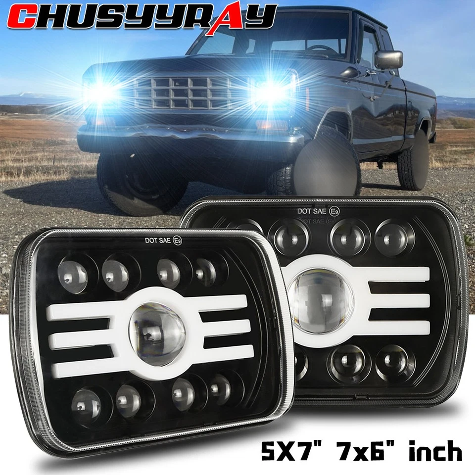 Newest FOR Ford Ranger 1983-1988 Pair 5x7 7x6" LED Headlight Hi/Lo H4 Beam H6054 - Image 1 of 4