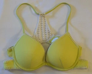 Victorias Secret Yellow Crochet Racerback Push-up Bikini Top Size 34B NWOT - Picture 1 of 3