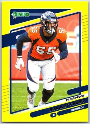 2021 Donruss #182 Bradley Chubb Press Proof Yellow - Image 1 of 2