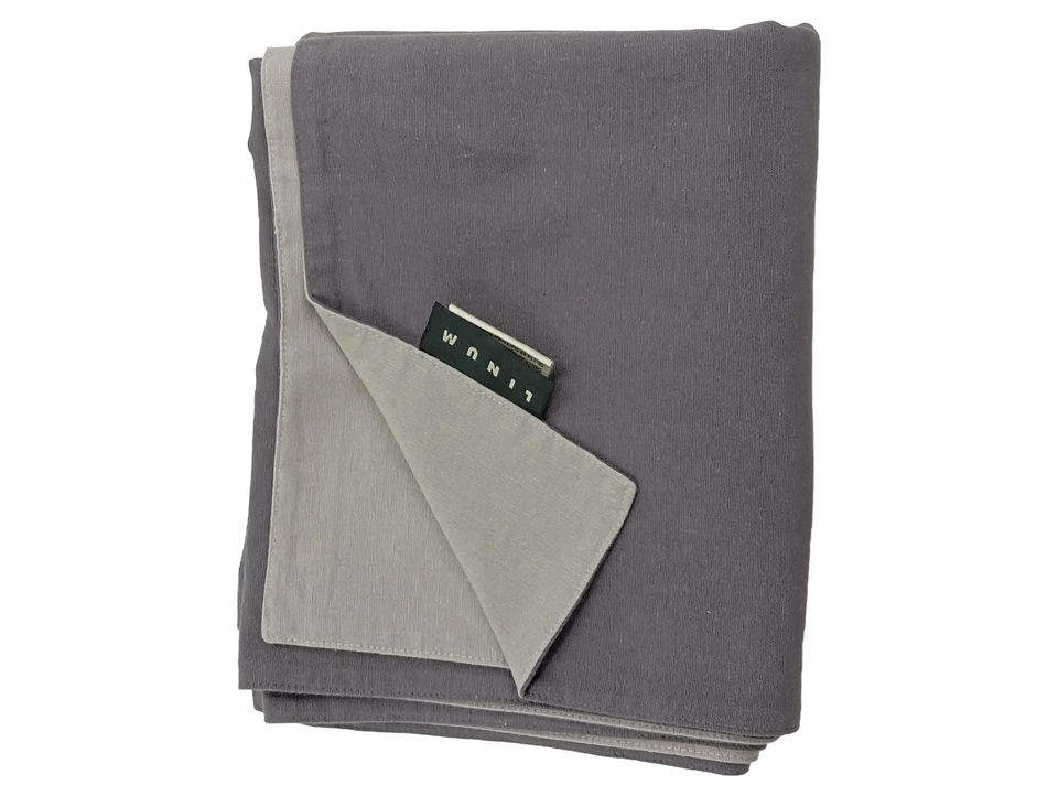 Linum Tischdecke 150x45 cm Grau Baumwolle Modern Uni Rechteckig Alltag mit Logo - Bild 1 von 3