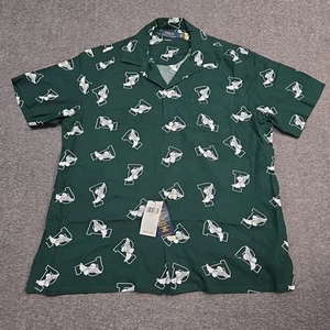 Polo Ralph Lauren Men’s All Over Print P-Wing Camp Shirt Button Up Green Large L - Picture 1 of 7