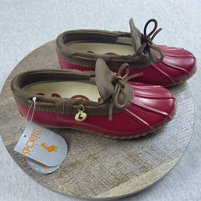 Sporto Duck Rain Shoes Women’s Size: 6 Slip-on Waterproof Classic Red And Brown - Image 1 of 4
