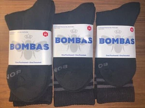 Bombas Socks Size Medium Black Honeycomb Original Crew Calf 3 Pairs New - Picture 1 of 3
