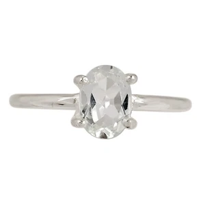 Natural Crystal Quartz - Brazil 925 Sterling Silver Ring Jewelry s.5 ALLR-30442 - Picture 1 of 1