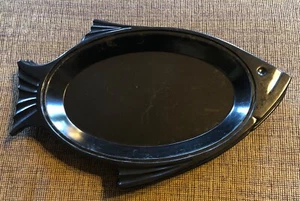 VtG 80s Set 4 Thermo-Plate Black Fish Platter Trays Plates 15” Melamine - Picture 1 of 6