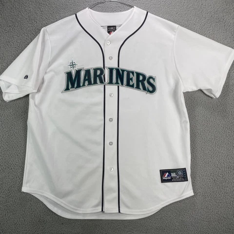 Seattle Mariners Jersey Men XL White USA Made MLB Stitch Sewn Hernandez #34 VTG Cover