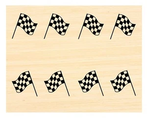 P123 mini car racing flags border rubber stamps - 2 stamps in both directions - Foto 1 di 1