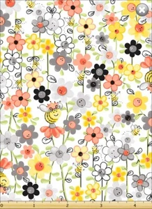 Susybee SWEET BEES Mini Floral & Bees Quilt Fabric ~Sold by 1/2 yd #SB20363-100 - Picture 1 of 2