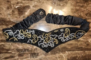 Vintage Carla Marchi Beaded Black Belt Formal Prom Wedding Holiday Dressy Sz S/M - Picture 1 of 6