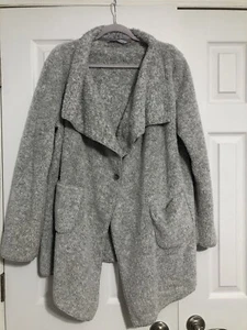 Soft Surroundings Hugs grau weiß Fleck Fleecejacke mit Knopfverschluss Large - Bild 1 von 15