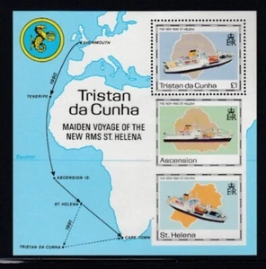 TRISTAN DA CUNHA Maiden Voyage of RMS Saint Helena MNH souvenir sheet - Picture 1 of 1