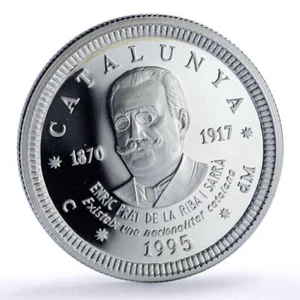 Spain Catalonia 5 ecu Enric Prat de la Riba History proof silver coin 1995 - Picture 1 of 6