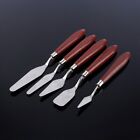 5 Pcs Stainless Steel Scraper Oil Painting Spatula Wooden Handle