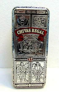 Chivas Regal Scotch geprägte aufklappbare Blechdose Aufbewahrung Schottland LEER - Bild 1 von 12