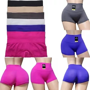6 High Waist Seamless Boyshorts Panties Womens Underwear Boxer Briefs One Size - Picture 1 of 8