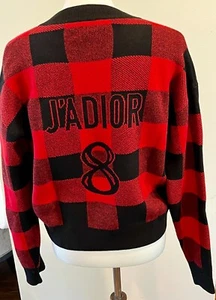 CHRISTIAN DIOR  Black and Red Check Cashmere knit sweater Size 38 - Picture 1 of 8