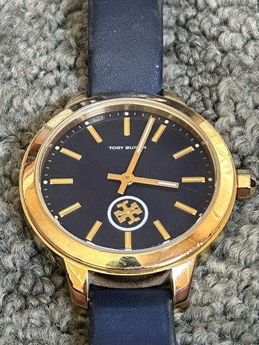 Orologio Tory Burch Donna Collins Oro Quadrante Blu Cinturino in Pelle Blu Navy