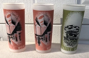 3 Seattle World's Fair 1962 Frosted Glasses Hydro Electric World of Art Exhibit - Picture 1 of 6