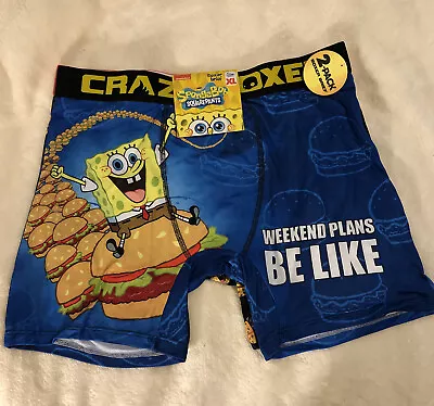 Paquete de 2 calzoncillos boxer Nickelodeon Bob Esponja Crazy para hombre XL nuevos Foto 1 de 4